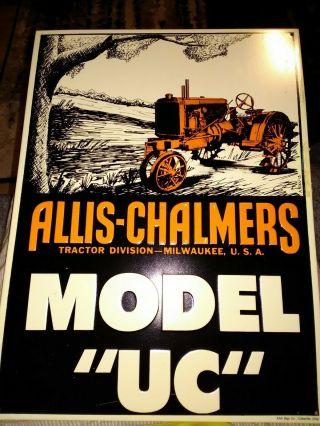 Vintage Allis Chalmers Tractor Model " Uc " Sign Embossed Milwaukee