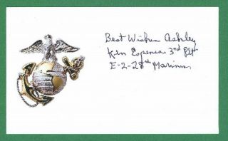 Kenneth Espenes Wwii Iwo Jima E - 2 - 28 5th Marine Flag Raiser Signed Card E19038