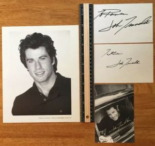 3 John Travolta Hand Signed Autographs Plus Reprint Photo A Collectors Must Have