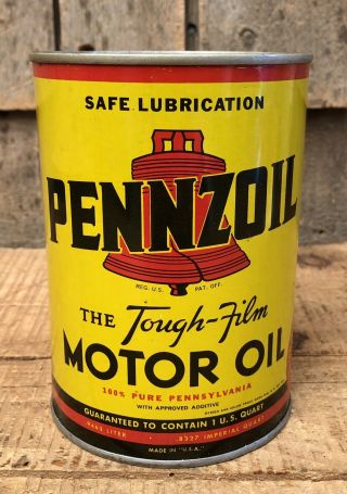 Nos Vintage Pennzoil Auto Motor Oil Engine Gas Service Station Imperial Qt Can