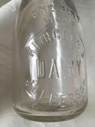 Vintage Pint Milk Bottle Klinger ' s Dairy Jefferson Wisconsin 8