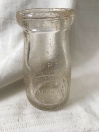 Vintage One Gill Quarter Pint Milk Bottle Health Way Dairy Jefferson Wisconsin