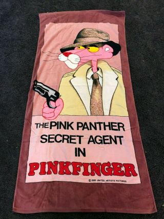1988 Jay Franco The Pink Panther Towel Blanket Pinkfinger Secret Agent