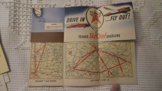 Vintage MID - CONTINENT AIRLINES AIR TRAVEL MAP Advertising TEXACO HALVOLINE OIL 2