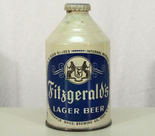Fitzgeralds Lager Irtp Crowntainer Cone Top Beer Can Troy,  York Ny Fitz Bros