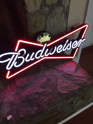 Budweiser Lighted Sign King Of Beers Neon Light Up Bar Decor 30x11”