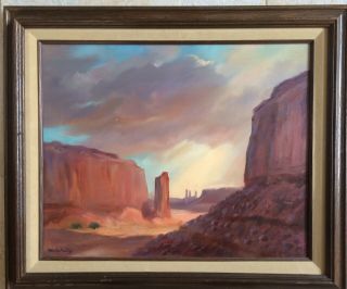 Exceptional Monument Valley Arizona Signed Painting Expansive View Landscape