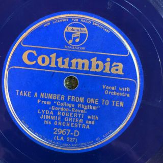Columbia 2967d Lyda Roberti Take A Number From One To Ten 1933 78 Rpm Ee - /e