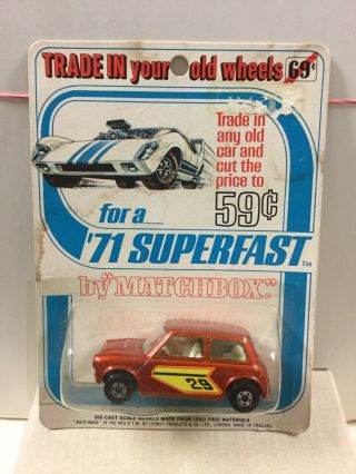 Lesney Matchbox Mb29 Racing Mini 1971 “trade In” Blisterpack