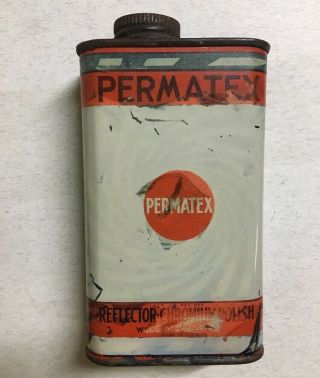 Vintage Permatex Tin Can Reflector - Chromium Polish 8 Oz.  Rare