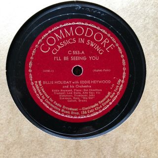 BILLIE HOLIDAY 1940s COMMODORE 78 ALBUM 4 RECORDS - STRANGE FRUIT ETC,  RARE 7