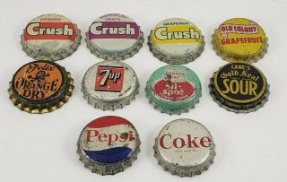 10 Soda Bottle Caps Cork Pepsi Coke Crush 7up Felix Lane 