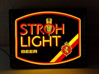 Vintage Stroh Light Beer Bar Lighted Neon Sign Lamp Wall Hanging Display 88760