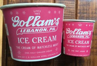 40 1950s Gollams Lebanon Pa Ice Cream Containers 10 Gallon 30 Pints