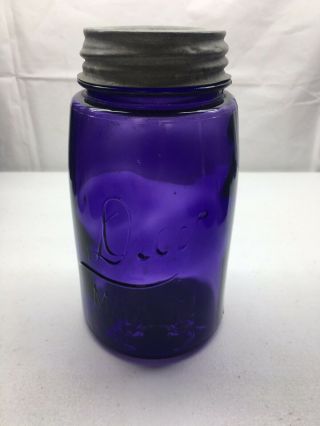 Drey Mason Amethyst Quart Fruit Jar With Zinc Lid 110 Years Old Bead Seal