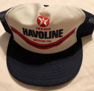 Vintage Texaco Havoline Motor Oil Mesh Trucker Snapback Cap Hat Made In Usa