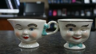 Baileys Irish Cream “yum” Winking Sugar & Creamer Cup Set 1996 Limited Edition