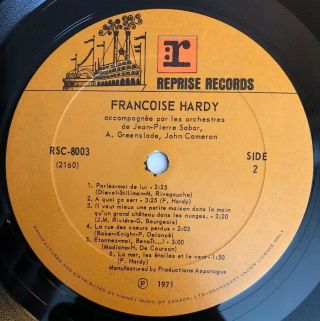 Francoise Hardy - Self Titled - 1971 Canada Press French (EX) Ultrasonic 5