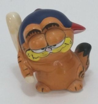 Garfield Enesco Vintage Small Ceramic Figurine Baseball Player - 2.  5 " Tall