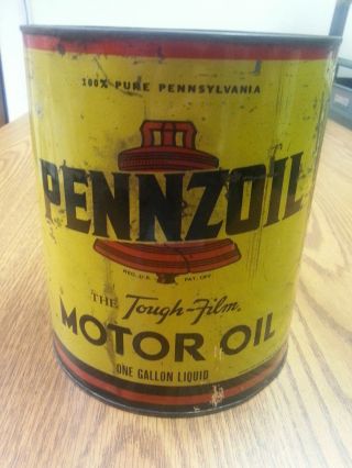 Vintage Pennzoil Motor Oil One Gallon Can,  Advertising Can,  Metal,  Empty