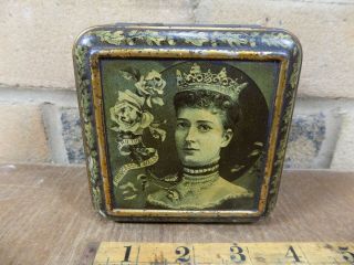 Queen Princess Alexandra Moss Rimmington Mustard Tin C1900s