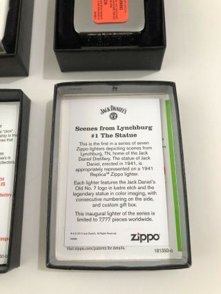 3 Brand Zippo Lighters - Jack Daniels - Scenes from Lynchburg - 1 & 2 5