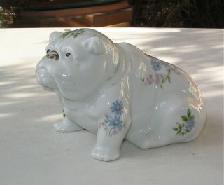 Bulldog Sitting Figurine Floral