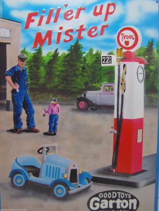 Gas Station Ride On Car Sign Garton Good Toys Since 1879 Tin Embossed Tydol