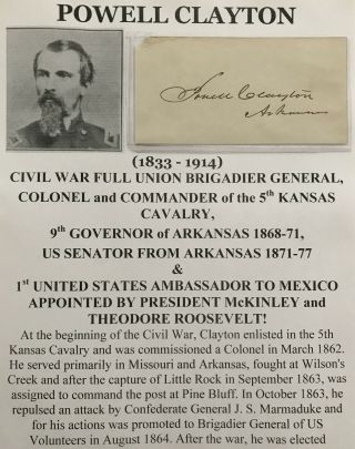 Civil War General Colonel 5th Kansas Cavalry Governor Arkansas Autograph Signed