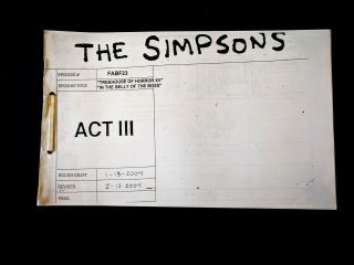 The Simpsons Production Treehouse Of Horror Xv Act 3 Storyboard 70 Pgs