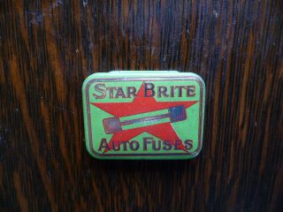 Advertising Automotive Auto Fuse Tin Litho Metal Aspirin Shape Box Star Brite