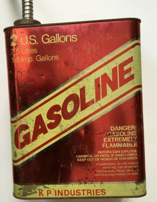 Old Vintage Two Gallon Gas Can With Screw On Cap And Spout