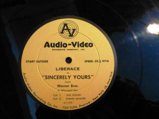 Liberace Speaks Radio Movie Promo " Sincerely Yours " Advertising Record Piano
