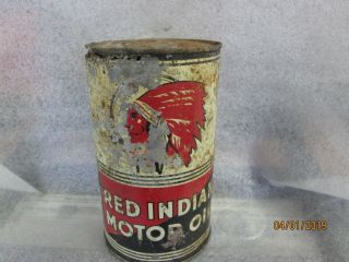Early Red Indian Motor Oil Imperial Quart Metal Can