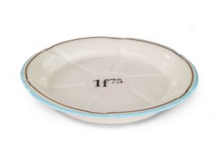 Porcelain Absinthe Saucer,  1f75,  Lt Blue Rim,  French Coaster