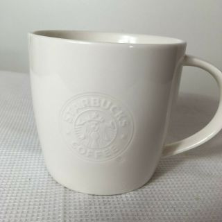 Starbucks 2009 White Embossed Bone China Siren Mermaid Coffee Mug Cup,  Nwt,  16 Fl