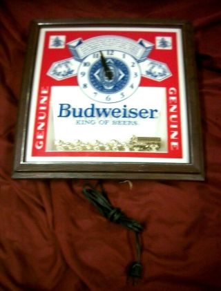 Budweiser King Of Beers Horse And Carriage Light Clock Sign 13.  5x13.  5x4