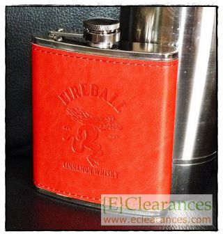 Fireball Cinnamon Whisky Red Dragon Hip Flask 7oz 200ml Stainless Steel