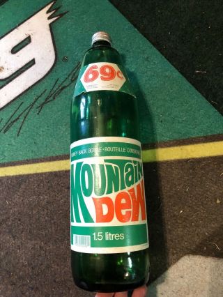 1970’s Extremely Rare Mountain Dew 1.  5 L Canadian Bottle Paper Label Odd Size