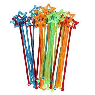 Mixed - Color Plastic Star Design Cocktail Drink Stirrers Swizzle Stick (30pcs) Dt