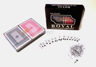 1 Set Double Deck (2 Decks) Playing Cards Royal Brand Washable 100 Plastic,