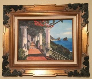" View From My Porch " Vintage Oil On Canvas Signed Leah Forsman
