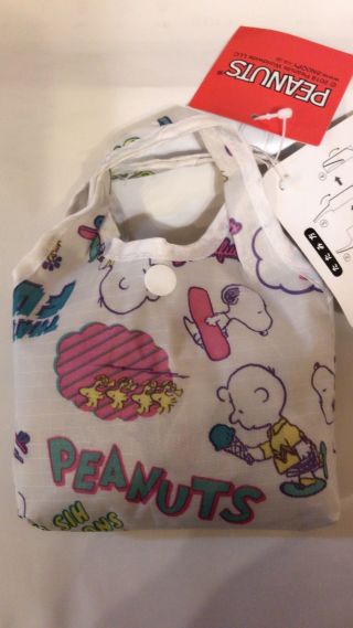 Peanuts Snoopy Kawaii Foldable Shopping Eco Tote Bag With Mini Bag Gift F/s