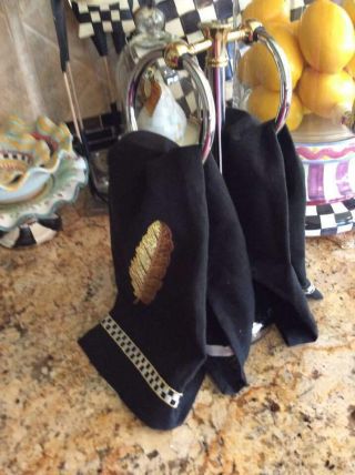 Mackenzie Childs Feather Guest Towels With Towel Holder