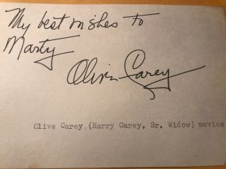 Olive Carey Autograph,  Character Actress,  Wife Of Harry Carey Sr,  John Ford Fav.
