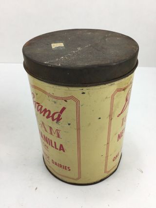 Vintage Dairy Brand Half Gallon York Vanilla Ice Cream Tin Container Rare 3