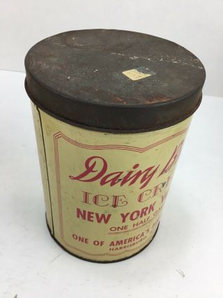 Vintage Dairy Brand Half Gallon York Vanilla Ice Cream Tin Container Rare 4