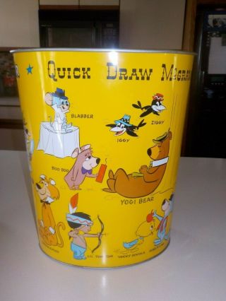 Vintage Yogi Bear Huckleberry Hound Quick Draw Mcgraw Trash Can Hanna Barbera
