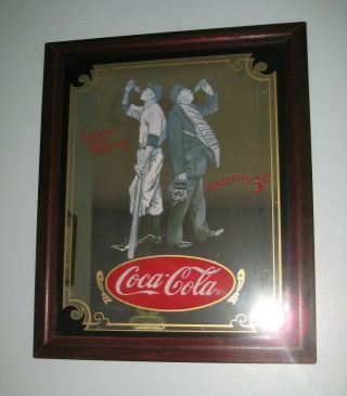 Coca - Cola Baseball Player And Umpire Coke Advertisement Logo Mirror