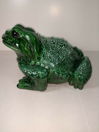 Vintage Arnels Large and Small Glazed Pottery 1970s Toad Frog Signed 3